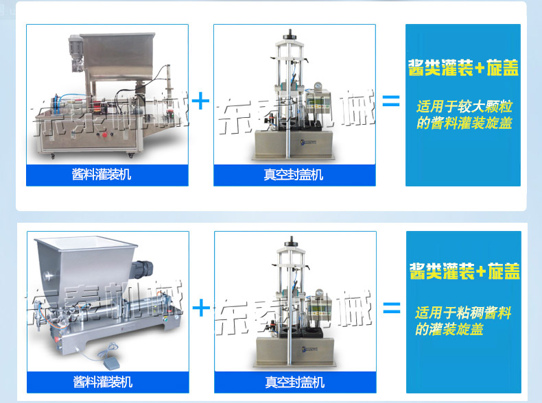 半自動辣椒醬灌裝機+半自動真空旋蓋機